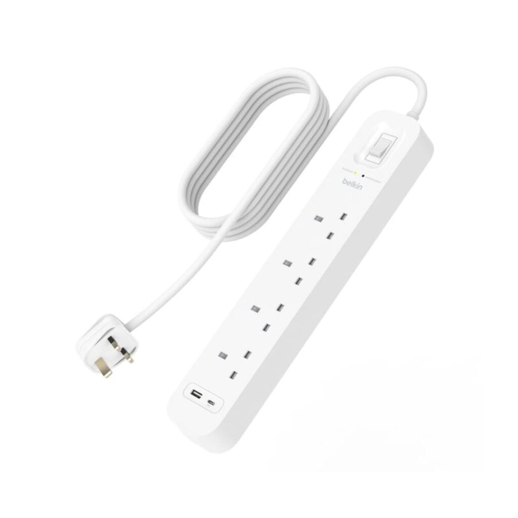 Belkin Power Strip Surge Protector 4 output, 18W, USB A + C- SRB001ar2M